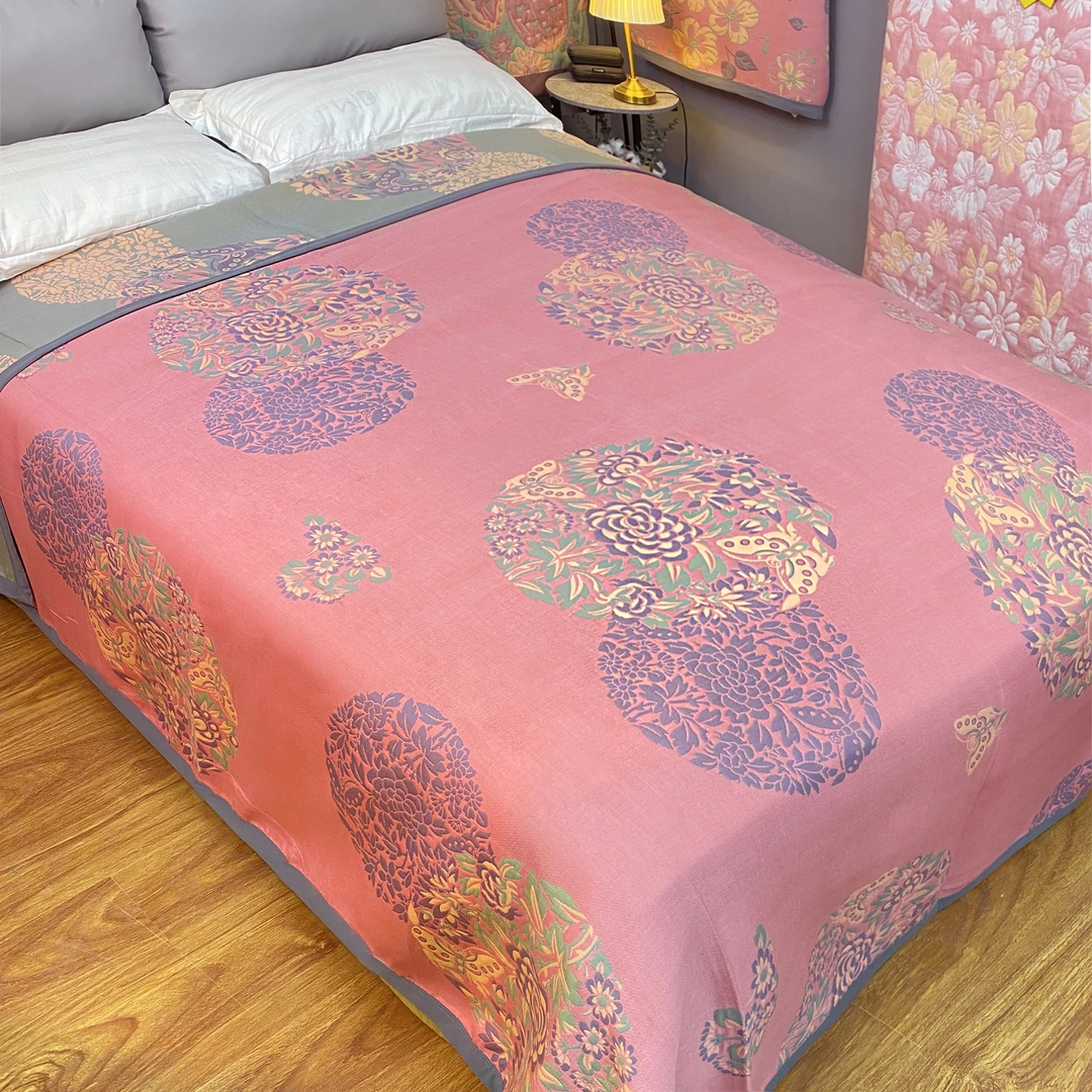 【青花瓷】210*240细纱恒温盖毯毛巾被大豆棉亲肤床盖休闲毯精梳棉