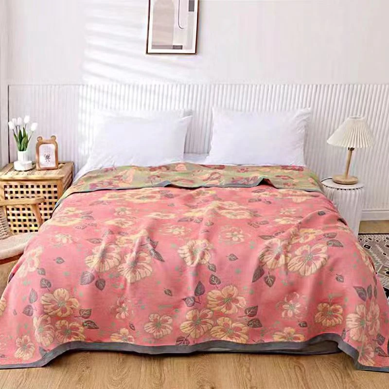 花恋210*240纯棉床盖加大加厚精梳细纱蚕丝多功能盖毯包边双面