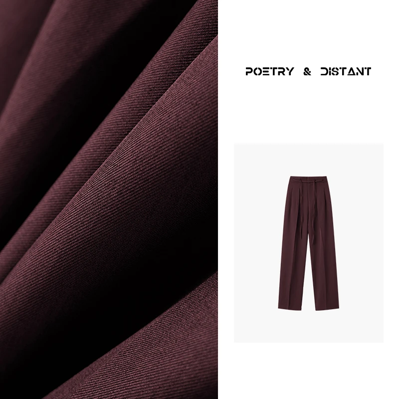 【瘦瘦裤】高腰压褶休闲裤女秋季新款宽松百搭垂感直筒休闲阔腿长裤