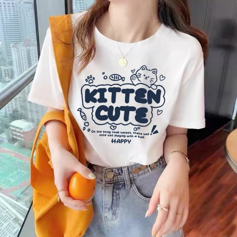 230g小猫吃鱼纯棉T恤重磅
