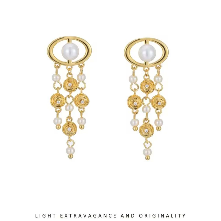 铜合金耳饰 《货号8561》气质设计师法式长款时尚流苏耳环