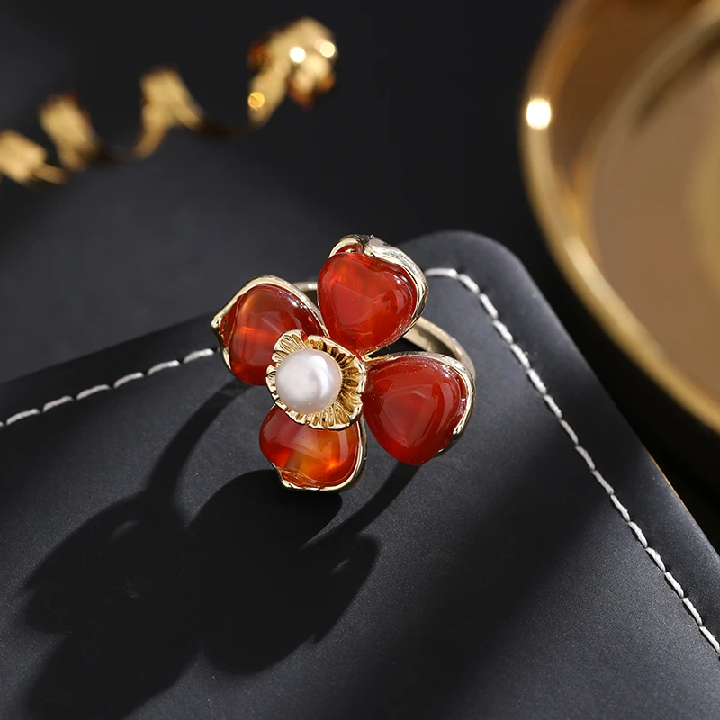 铜合金戒指 《货号7453-》复古时尚中国红戒指