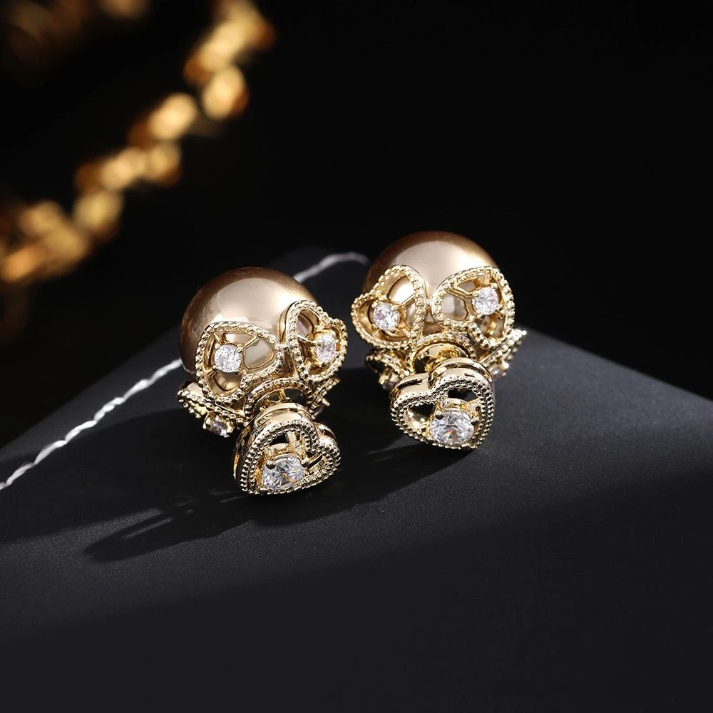 铜合金耳饰 《货号1610》气质时尚珠珠双戴耳环