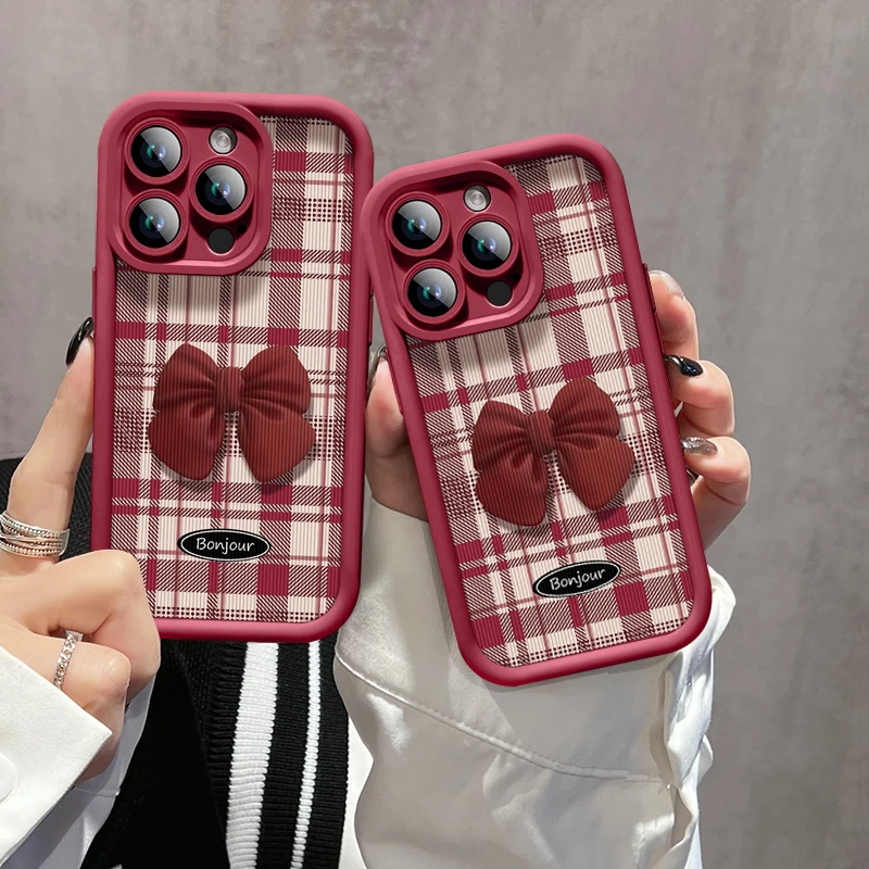 秋冬款蝴蝶结适用苹果15手机壳iPhone14pro防摔13pro/12时尚11软