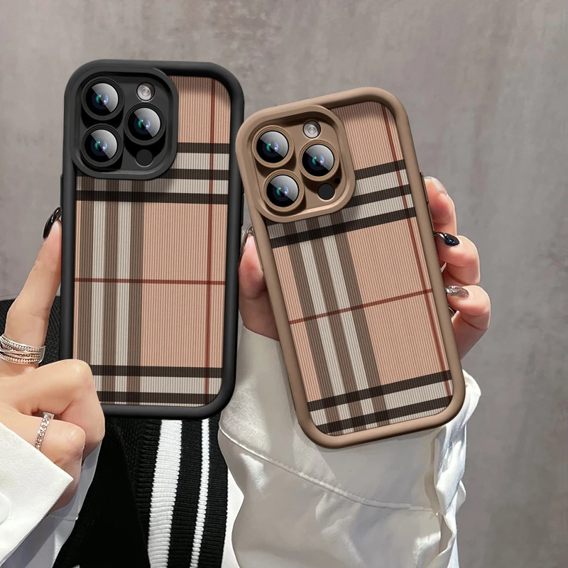 格子网红适用苹果15手机壳iPhone14pro防摔13pro/12时尚11潮软壳