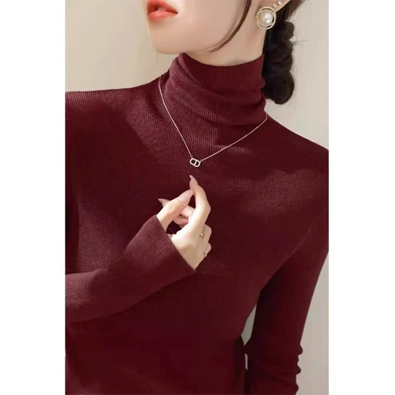 精纺羊毛高领针织衫毛衣显瘦时尚打底衫女