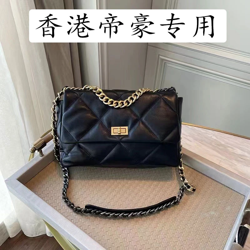 DESIGN手工打造真皮高端定制女士包【7012格子棕色32CM】