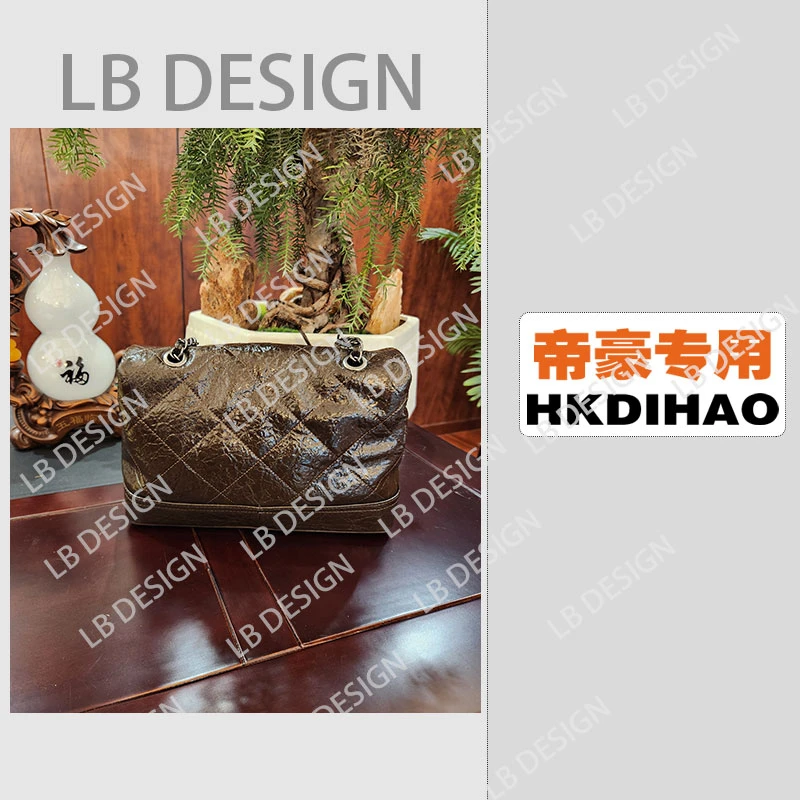 DESIGN手工打造真皮高端定制女士包【66088褐绿色】