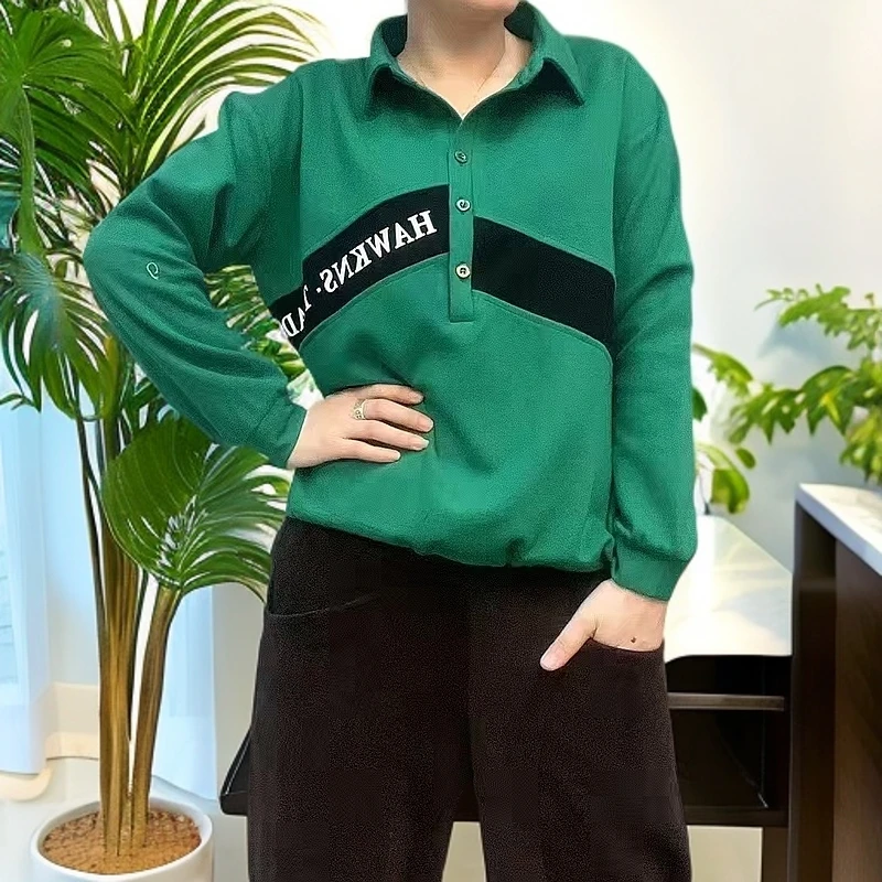 7791新款宽松慵懒风上衣简约印花休闲长袖女款小众卫衣女韩版