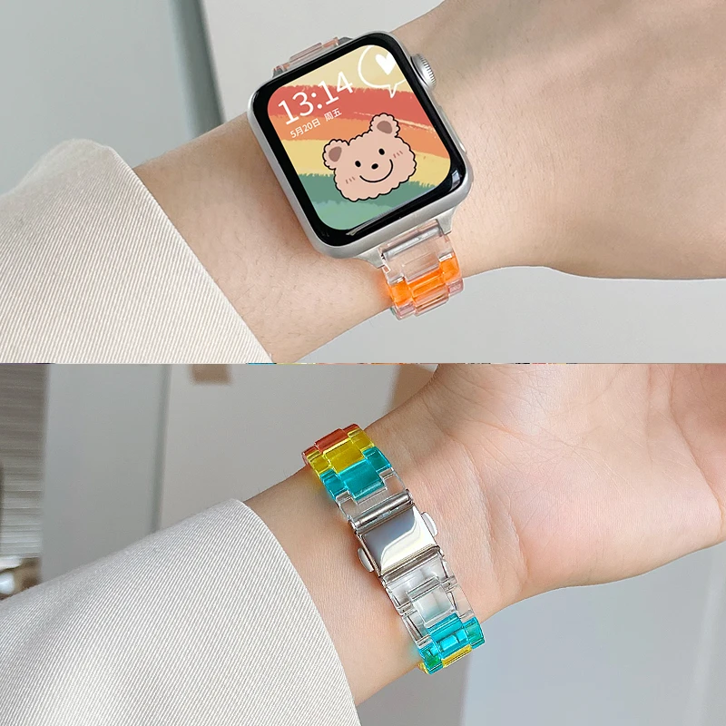 [夏日彩虹]适用iwatchs8表带苹果手表s7/s6/s5/s4/s3手表带女款创