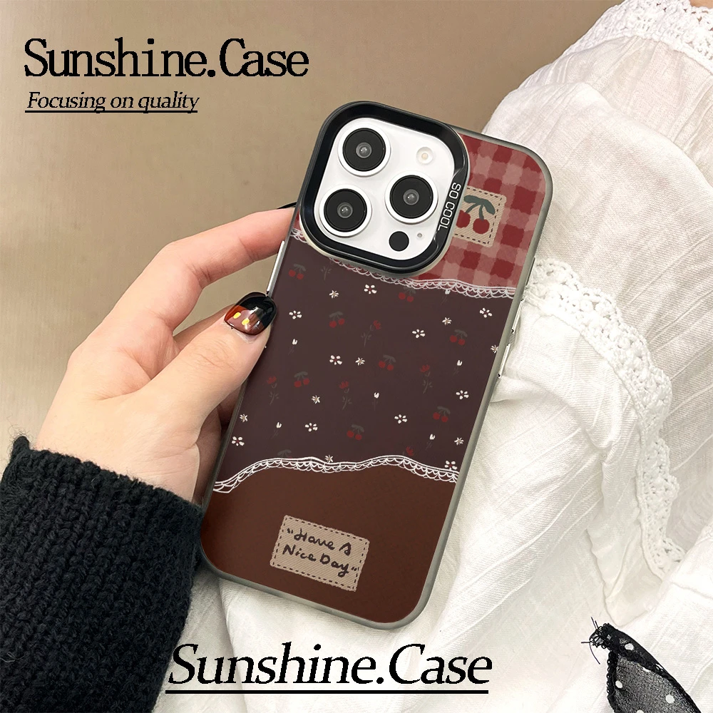 【彩银】拼接樱桃适用于苹果16promax华为vivo小米oppo防摔手机壳