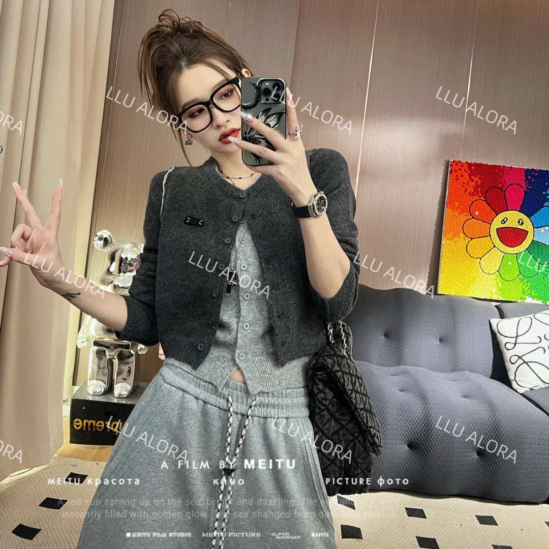 【LLU李】秋季新款厚毛衣外套百搭针织开衫上衣显瘦打底衫 LLU-1107