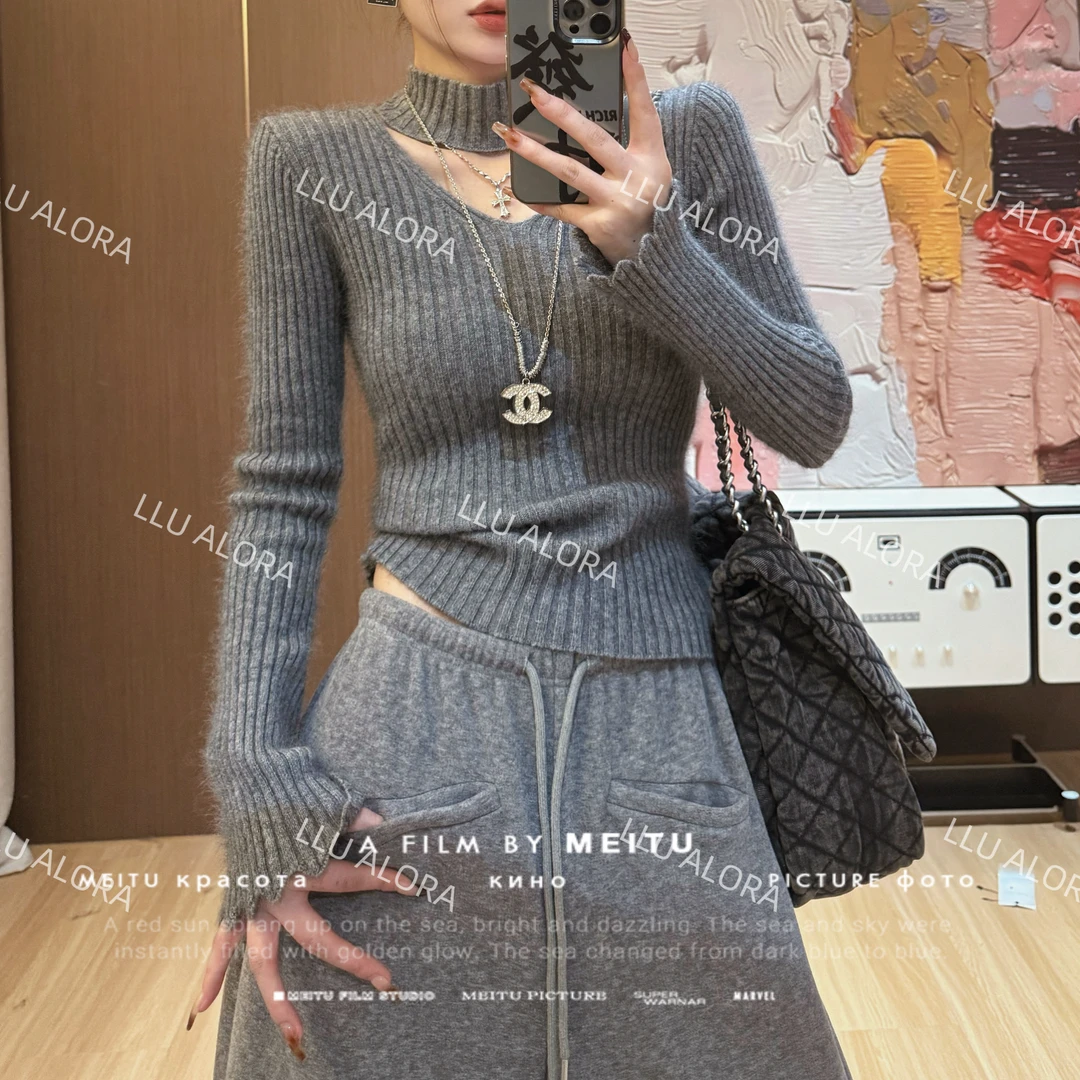 【LLU李】秋冬新款修身显瘦打底衫厚毛衣简约上衣 LLU-51212