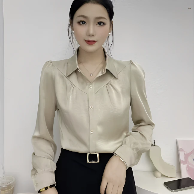 衬衫女2024秋季新款时尚百搭显瘦气质减龄上衣设计感小众长袖衬衣