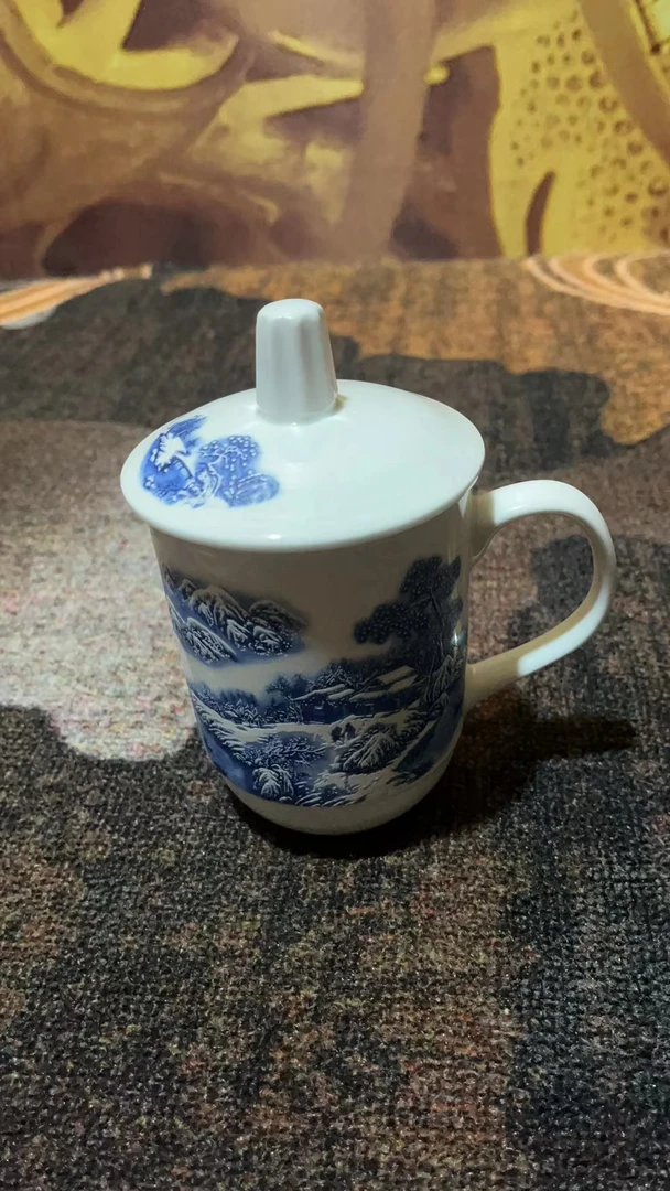 TH520踏雪寻梅老板杯 (新客福利拒绝差评)带盖精美家用釉下菜工艺