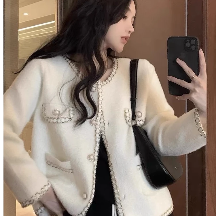 秋冬小香风女外套针织毛衣加厚不起球【未包邮】