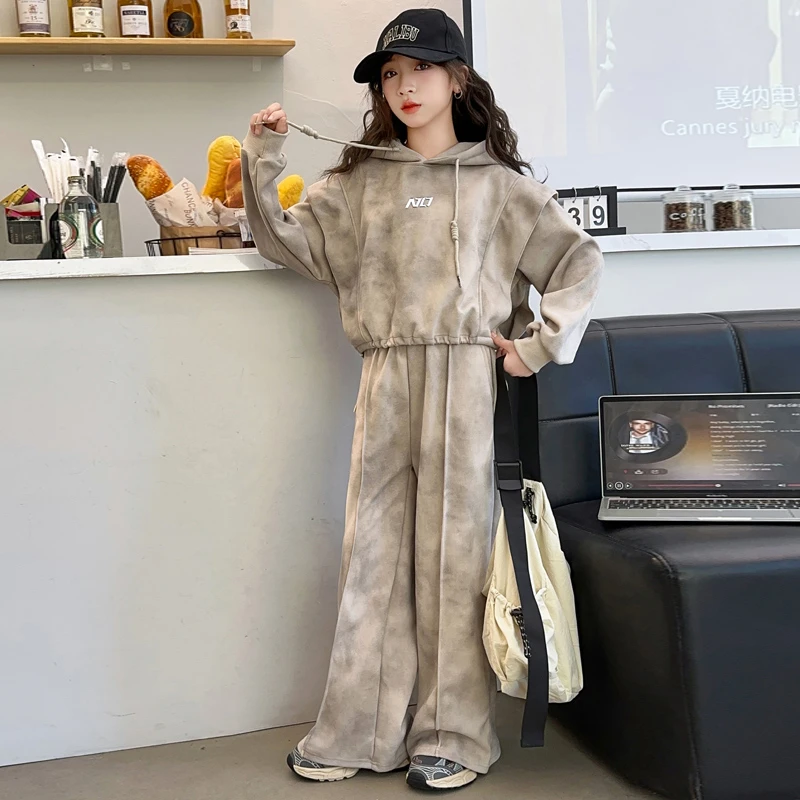 女童套装2025新款春季中大童6-12岁小女孩休闲洋气时尚运动两件套