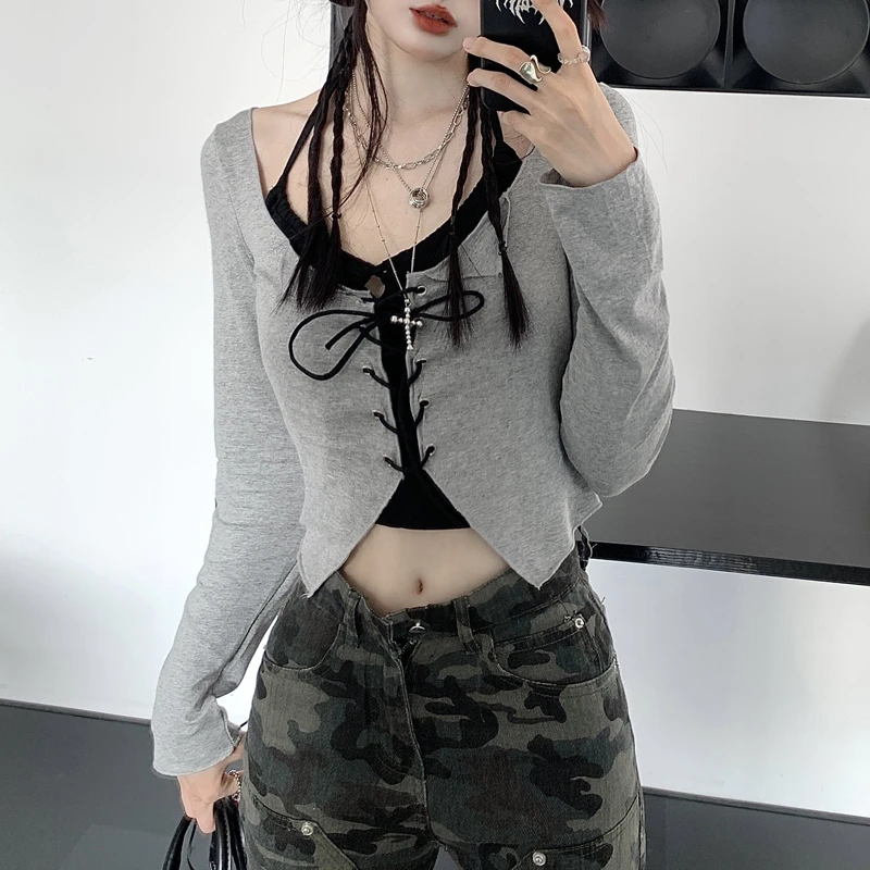 y2k千禧风爵士风格女装跳舞衣服辣妹上衣罩衫减龄漂亮小衫两件套