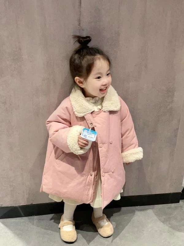 韩国童装女童棉服冬装外套2024新款女宝宝加厚保暖儿童中1231