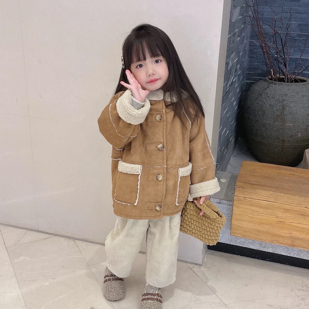 女童外套秋冬款2023新款儿童两面穿皮毛一体大衣宝宝冬装加厚上衣