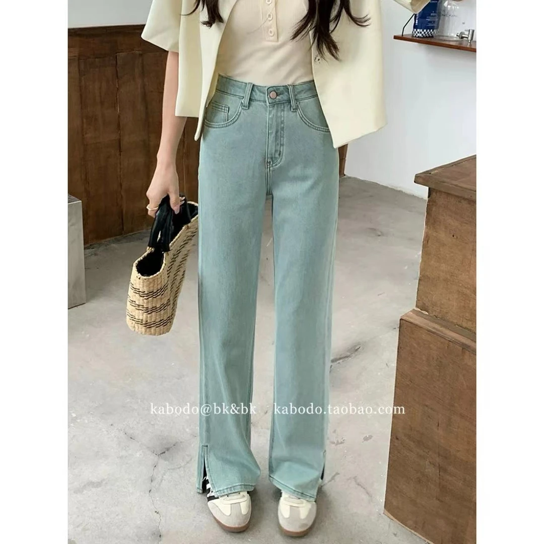 Q6601 四面弹 开叉修身直筒裤360度完美弹零束缚四季款高腰牛仔裤