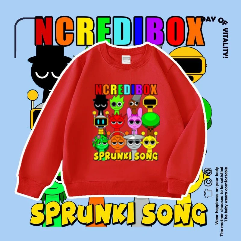 儿童卫衣新款Sprunki音乐游戏周边圆领衣服纯棉加绒上衣