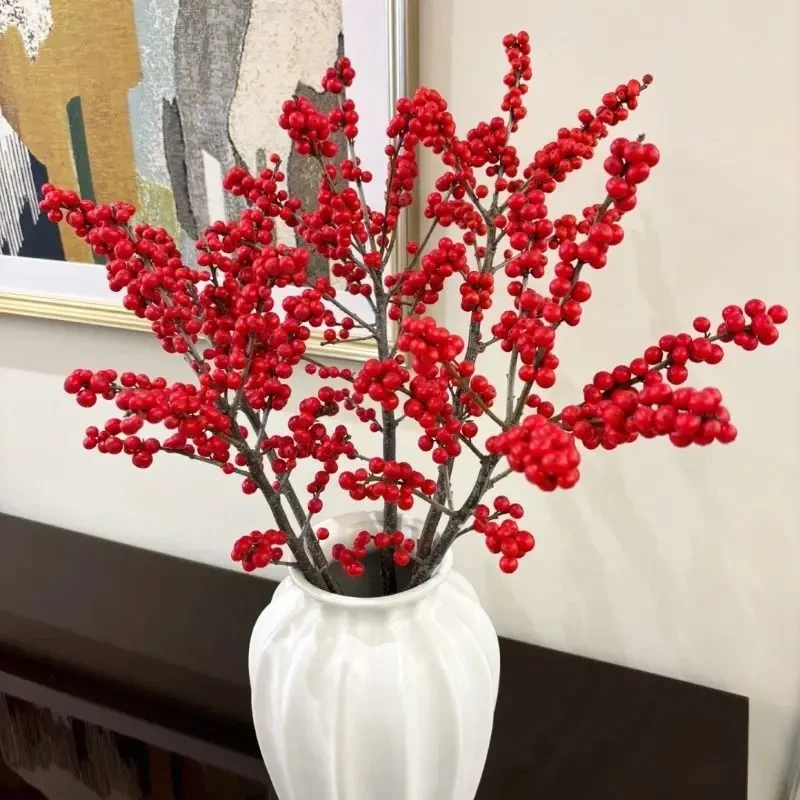 秋冬进口特级北美冬青耐寒招财发财果富贵子相思豆鲜切枝水培插花