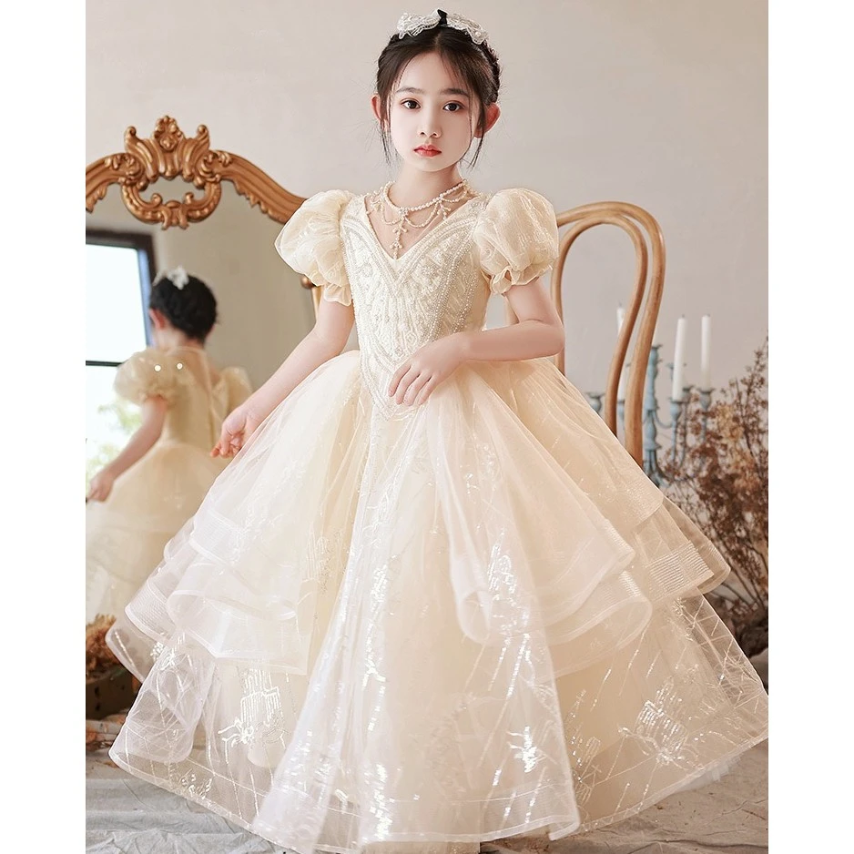 女童钢琴演出服儿童礼服公主裙花童婚礼婚纱主持人晚礼服洋气春夏