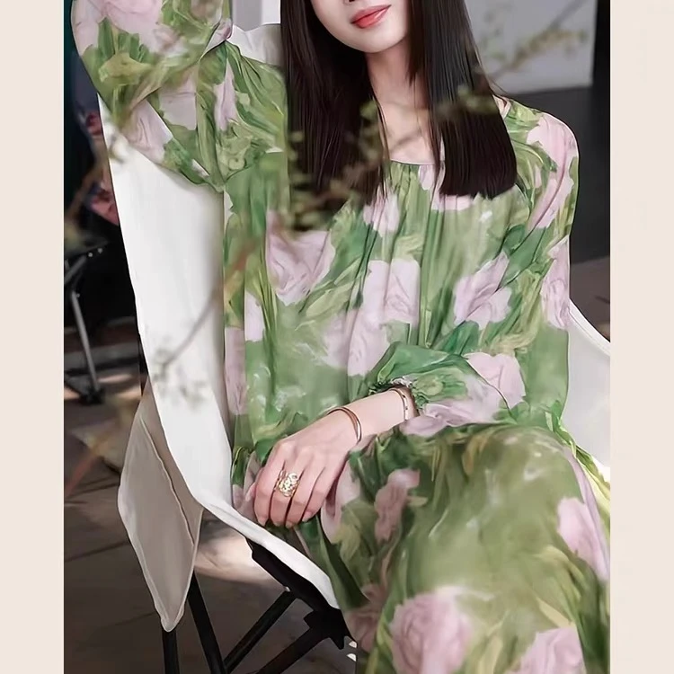 【夏日清茶】深圳南油桥七七圆领宽松系带收腰连衣裙加内搭两件套女