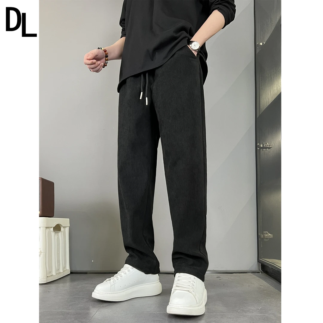 秋冬款弯刀休闲裤加绒款微锥男士大码百搭款宽松潮流松紧腰男女款