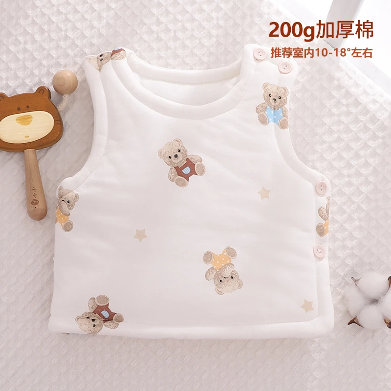 新初生婴儿马甲春秋夹棉保暖护肚背心加厚宝宝秋冬季无袖坎肩外搭