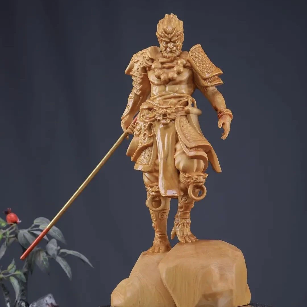 崖柏木雕齐天大圣黑神话孙悟空生肖猴手把件1 2公分