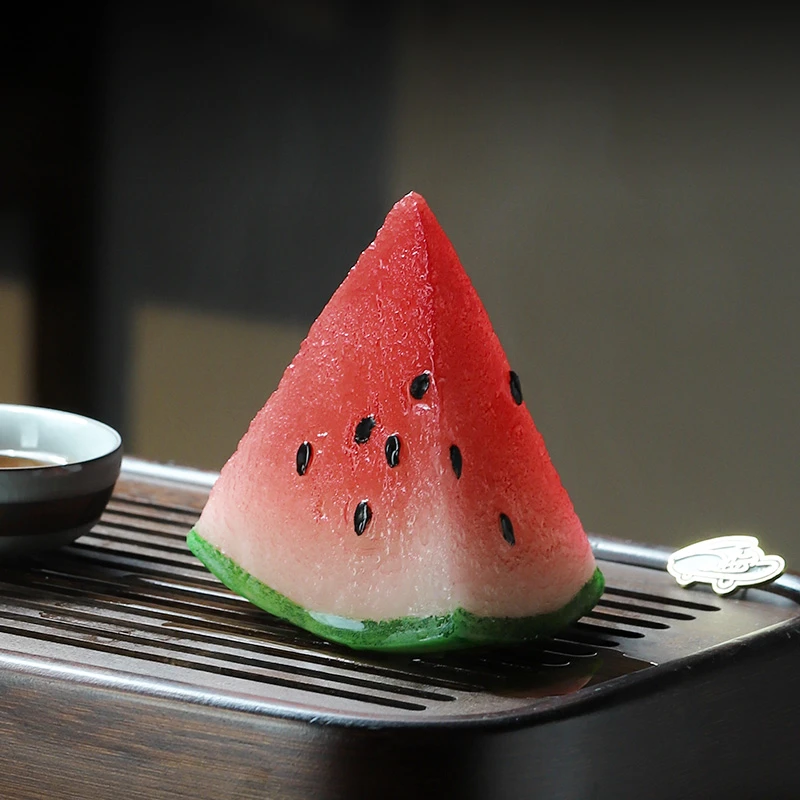 变色西瓜茶宠精品温变树脂西瓜摆件茶桌茶台用品茶玩茶具装饰品