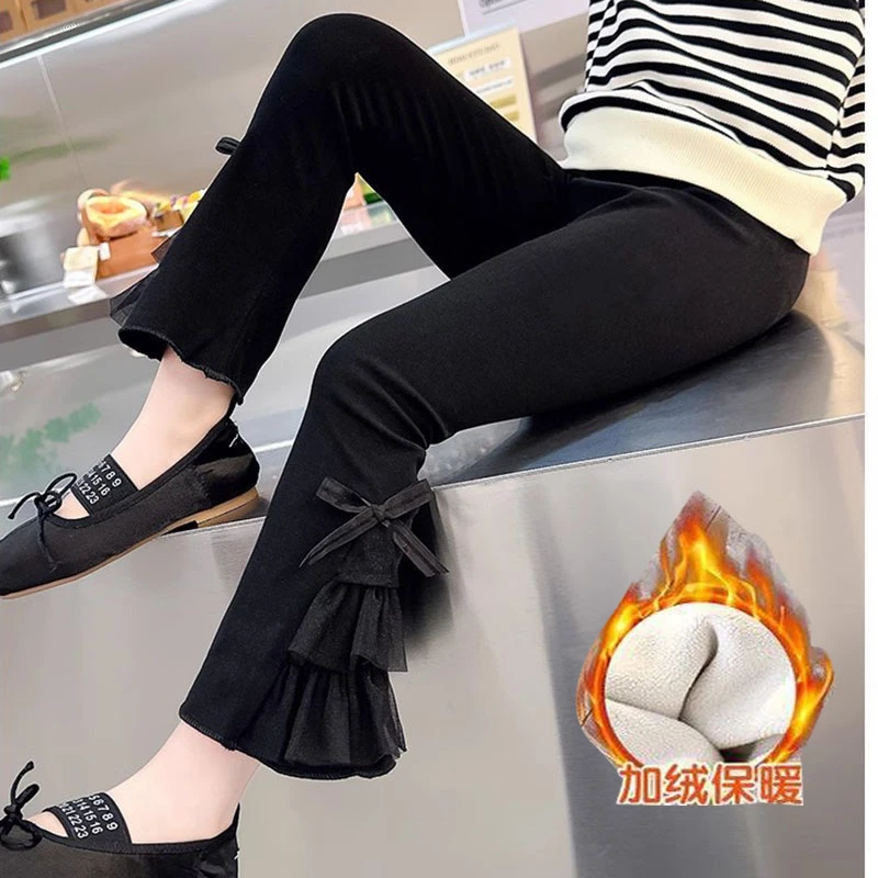 9女童喇叭裤秋冬加绒/不加绒儿童打底裤外穿女宝宝秋装裤子时尚