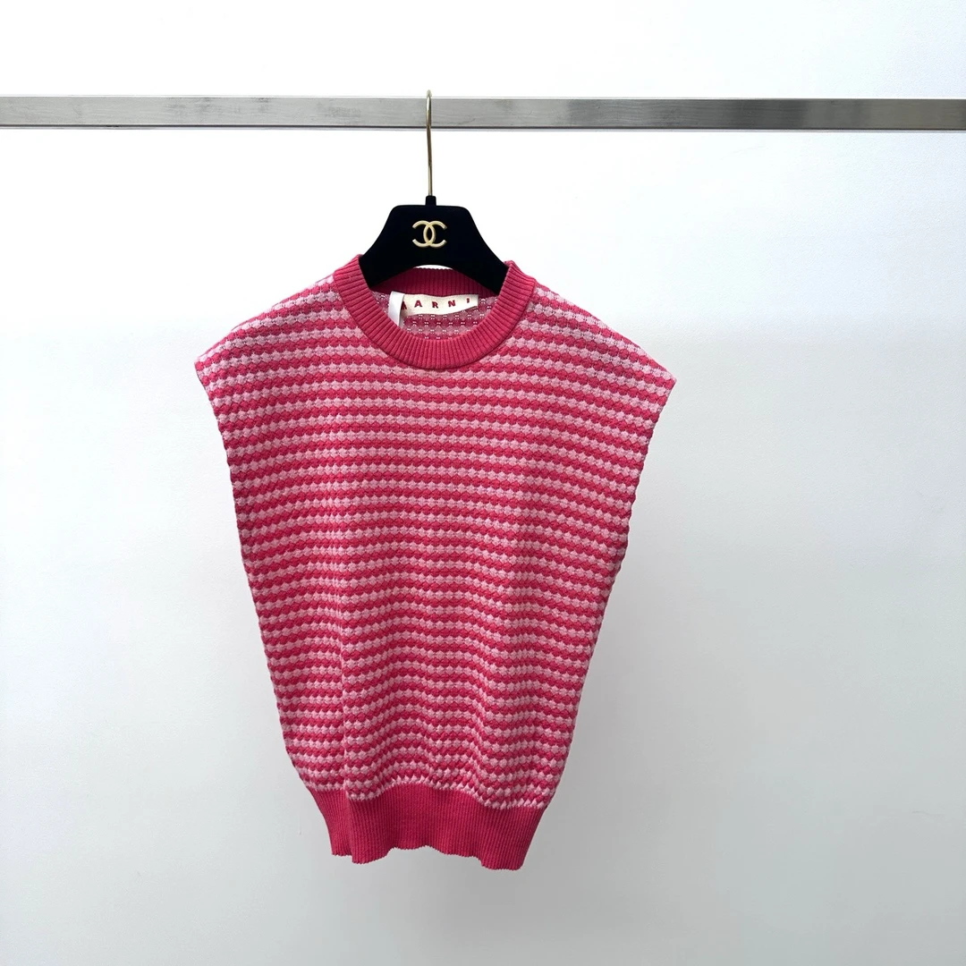99新 MARNI 玛尼粉色条纹针织衫 40码 00680