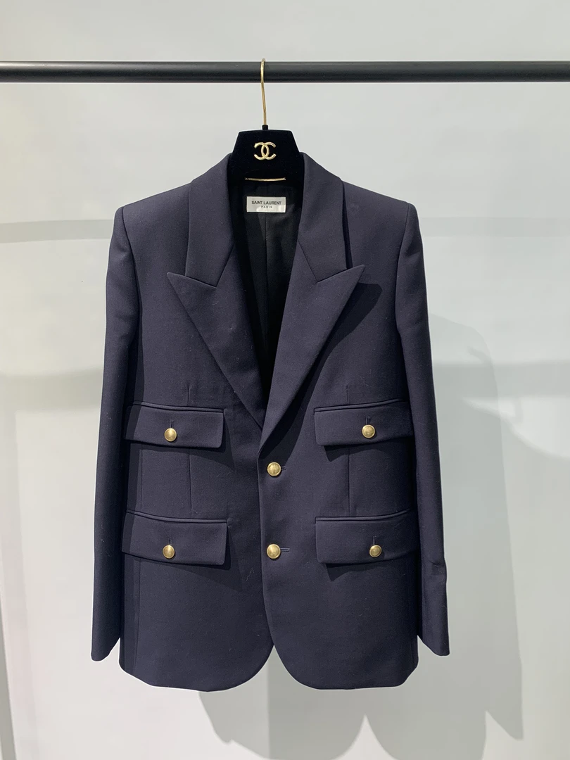 99新 圣罗兰ysl早春新款藏青色西装外套 38码 00812