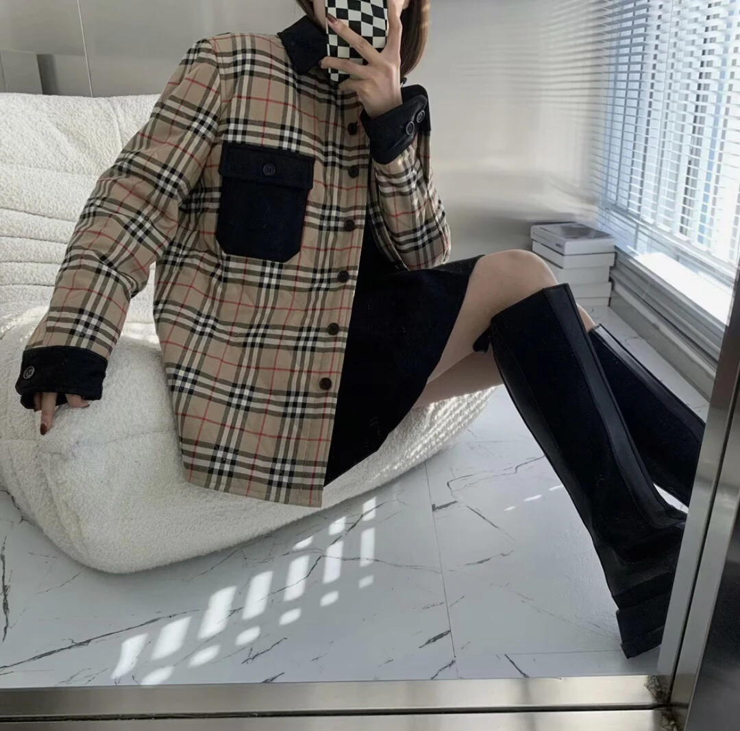 99新博柏利Burberry经典格纹双口袋外套 36码