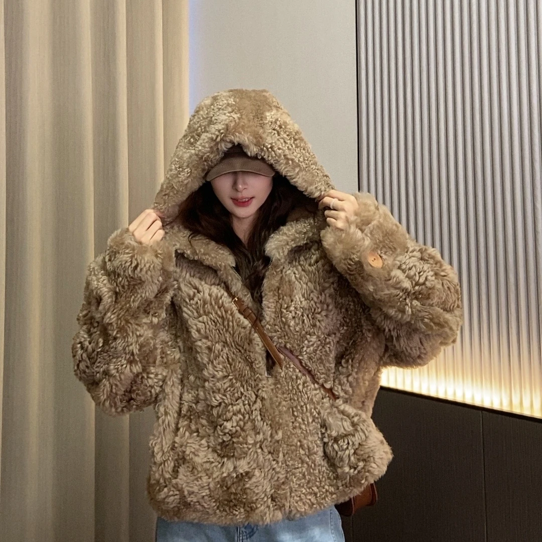 【LL】★“都市简镜“托斯卡纳羊毛皮毛一体时尚网红款冬款外套