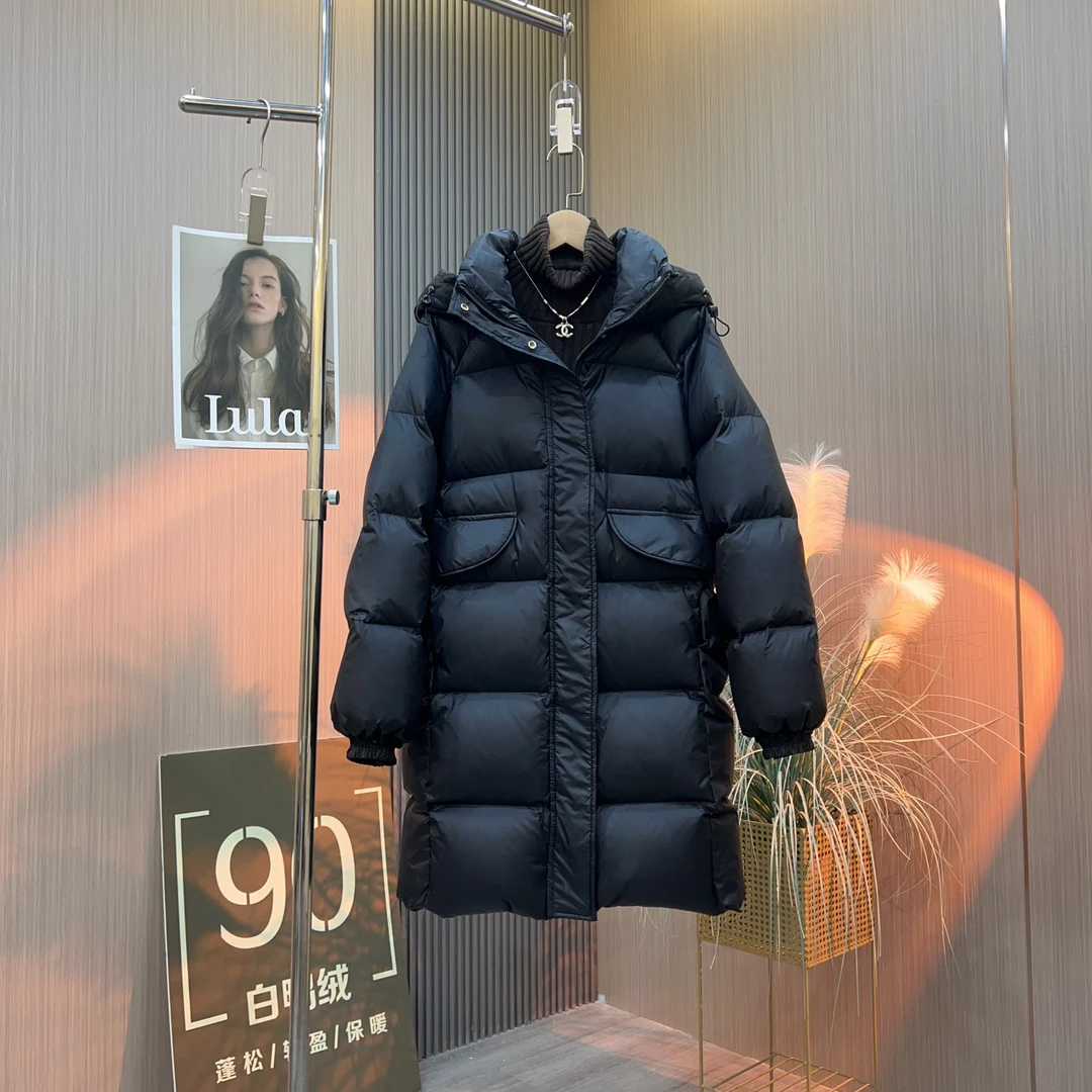 【现货90白鸭绒】羽绒服女中长款2025年新款加厚韩版冬季爆款外套