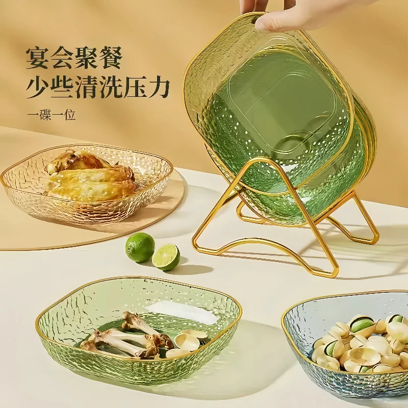 吐骨碟家用高端大气2024新款网红吐骨头盘餐桌垃圾收纳盘装骨头碟