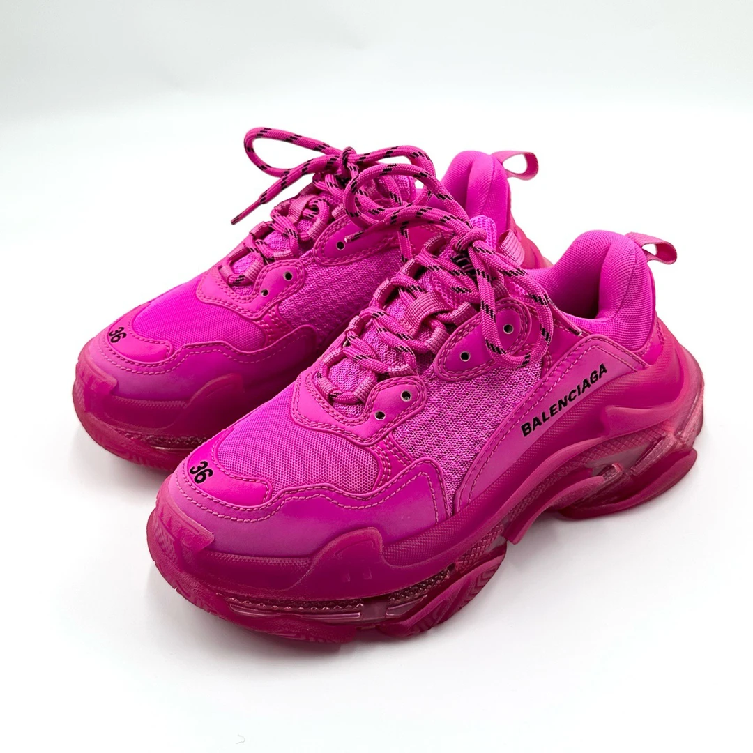 Balenciaga/巴黎世家/36码/triples玫红色老爹鞋/99新/编码10882