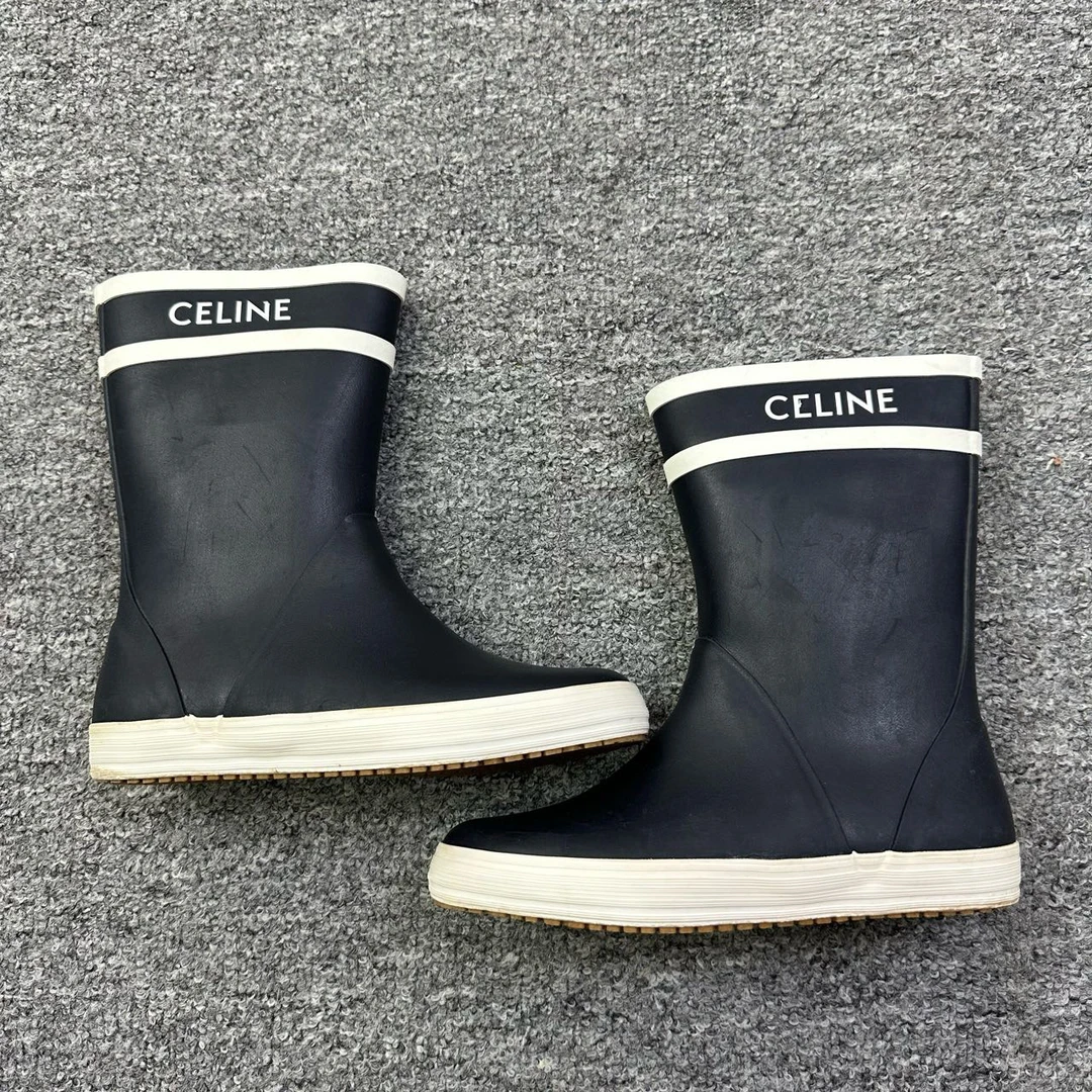 Celine/思琳/36码/字母logo黑色雨靴/95新/编码10237
