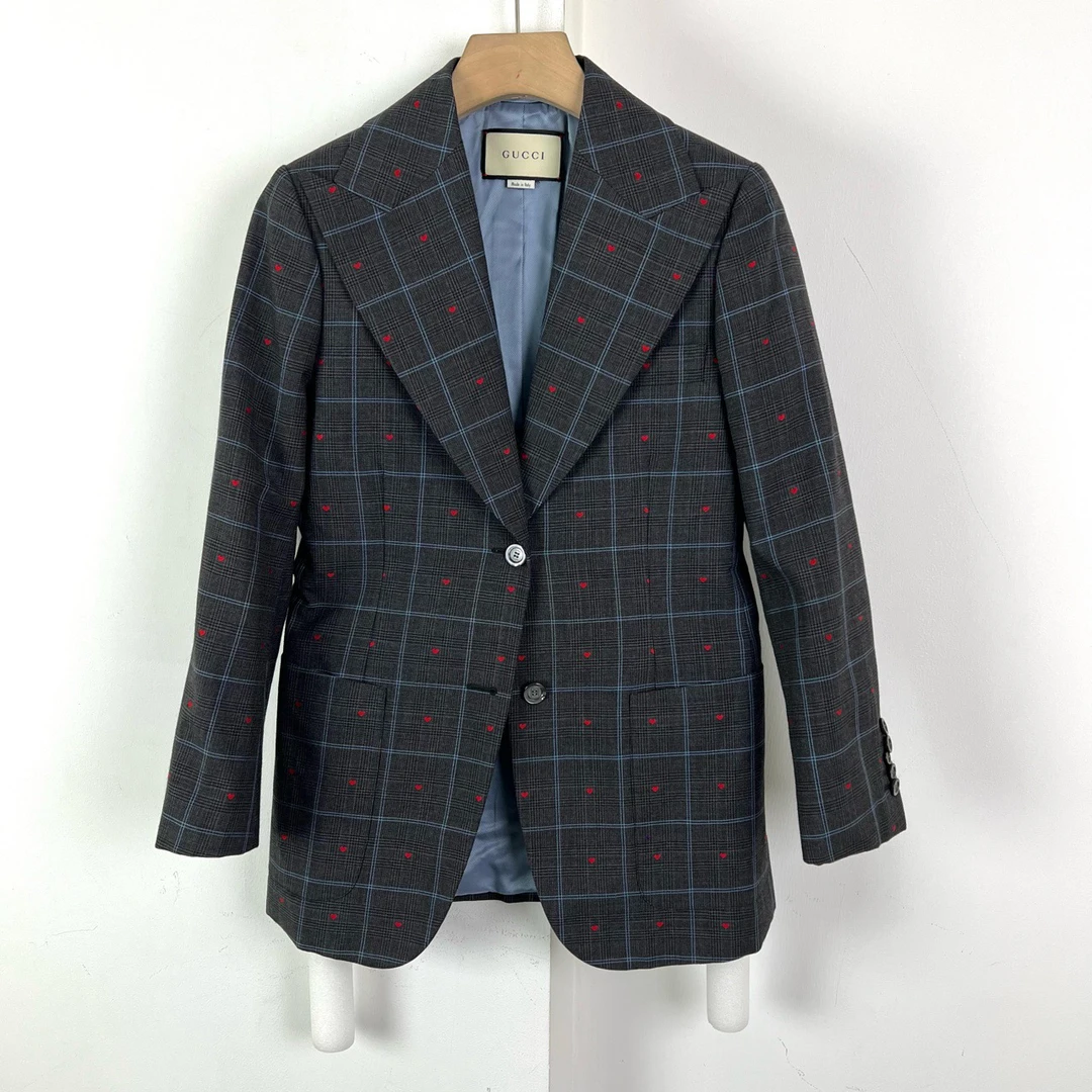 Gucci/古驰/40码/爱心格纹西装外套/全新闲置/编码00470