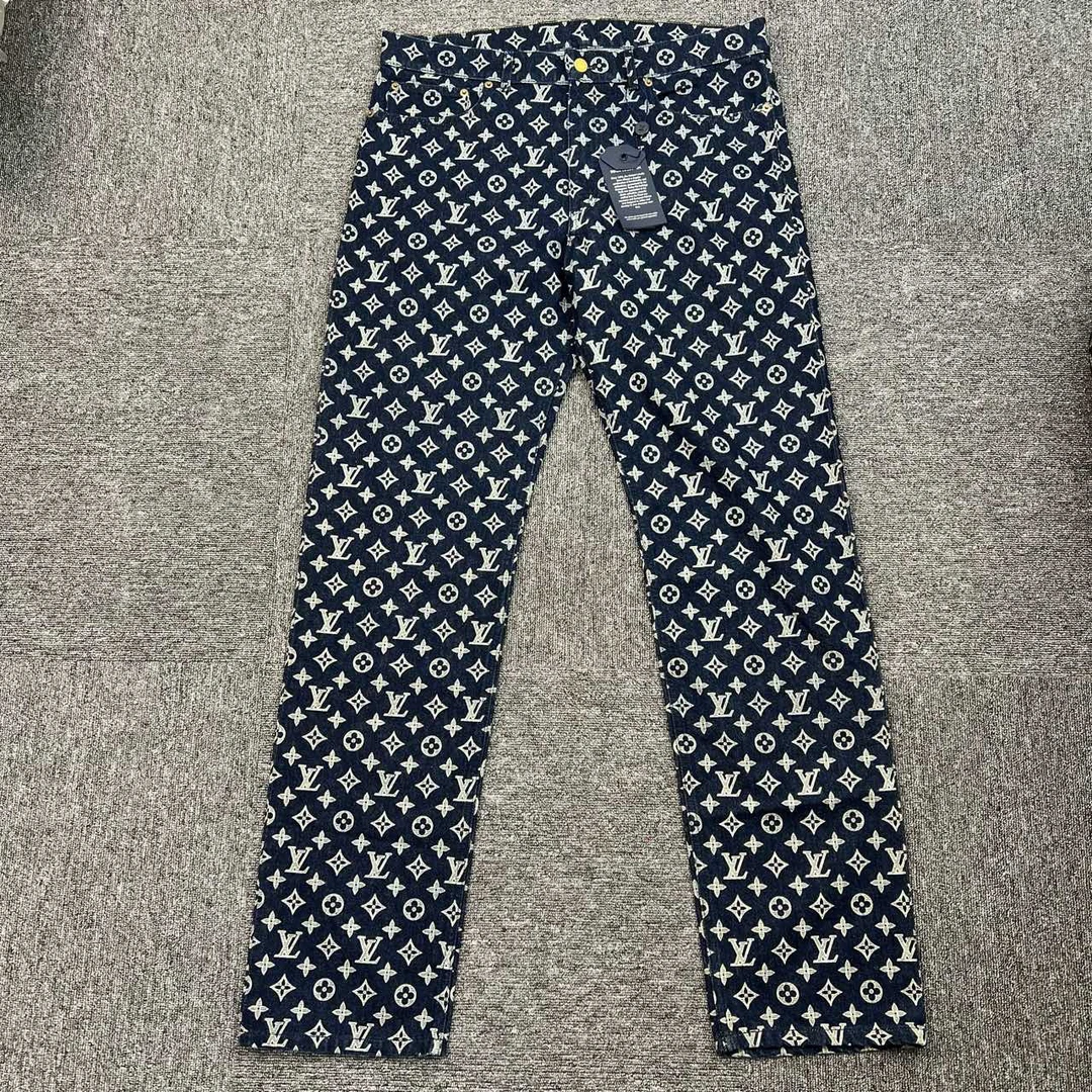 Louis Vuitton/路易威登/36码/LV蓝色满印老花牛仔裤/全新/06803