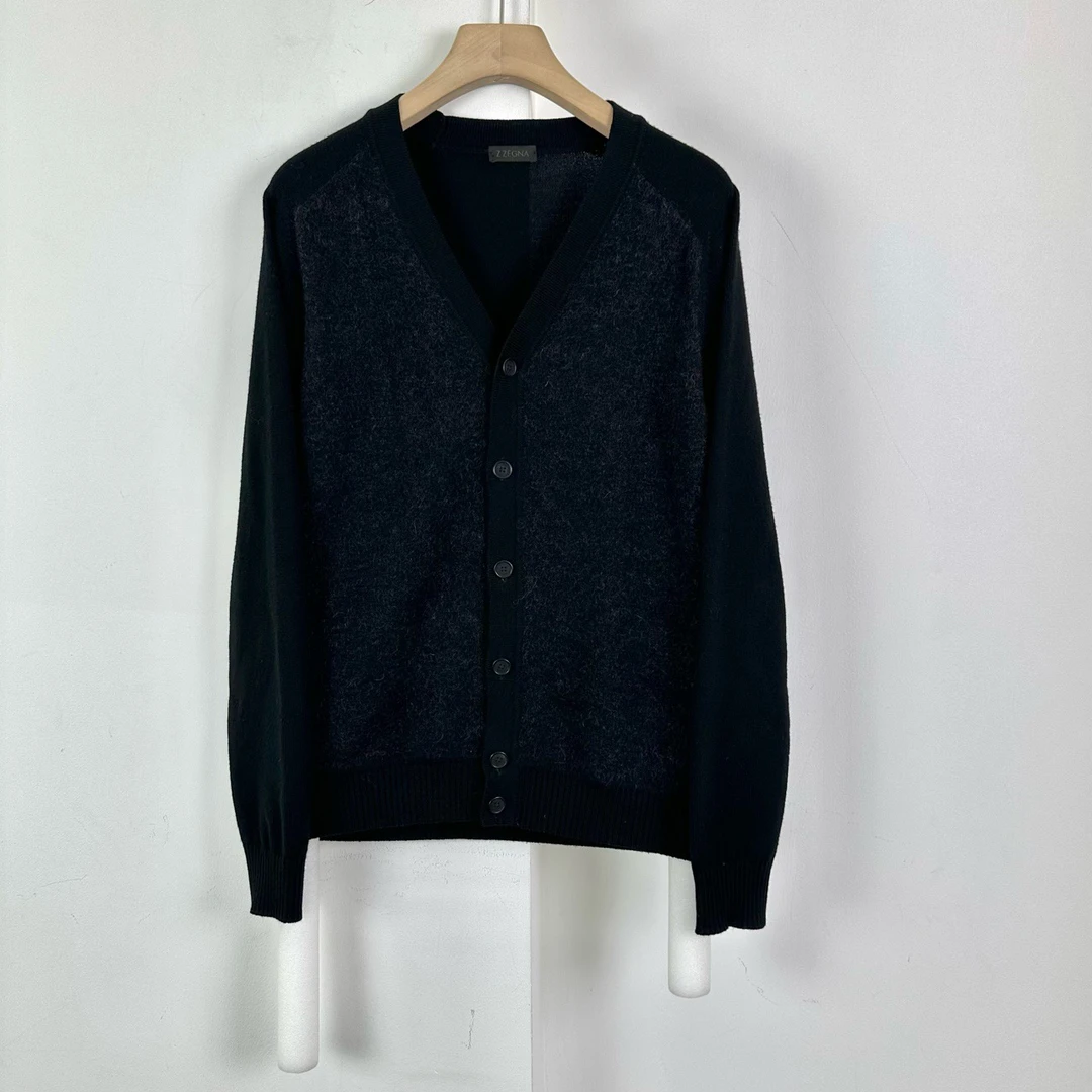 Zegna/杰尼亚/拼色针织开衫/L码/95新/编码12064