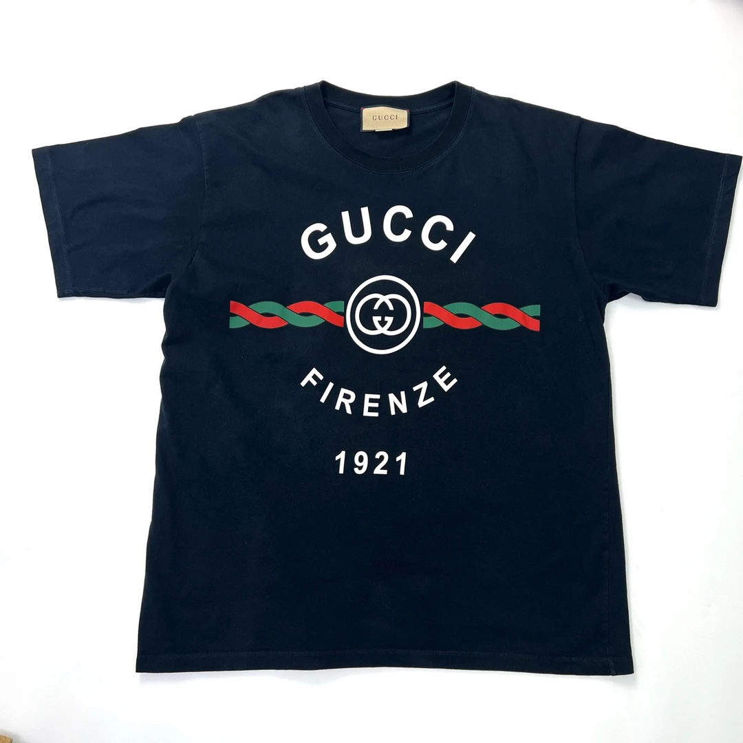 Gucci/古驰/L码/Firenze 1921系列 字母数字印花短袖/95新/06841