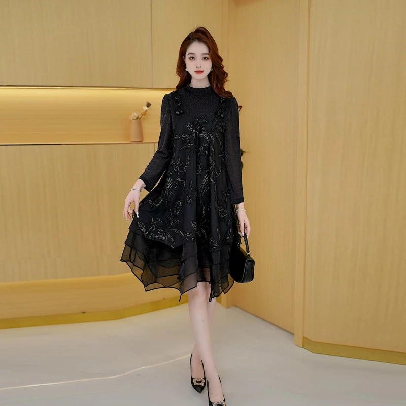 【连衣裙】秋季轻奢时尚修身高贵气质显瘦减龄小个子长袖女装连衣裙