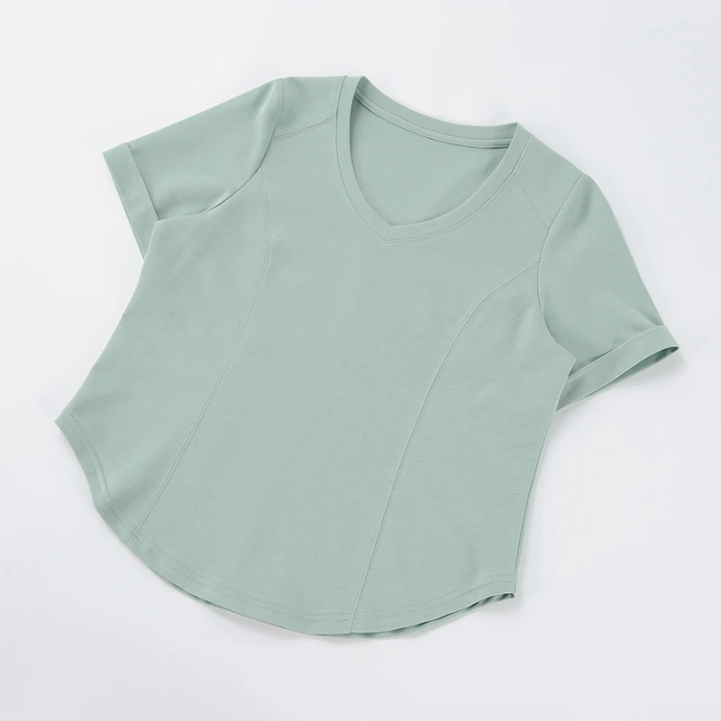 03062大码结构线面膜T恤显瘦短袖遮肉上衣鸭蛋领修身夏季新款