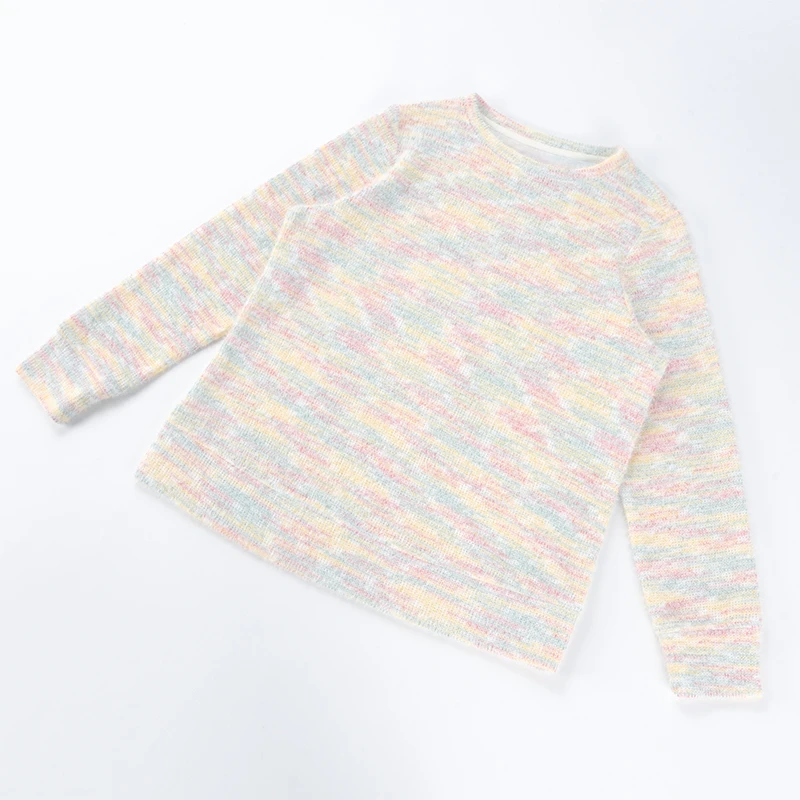 酒窝桃子大码仿浣熊绒彩纱混纺针织毛衣套头显瘦遮肉圆领亲肤秋
