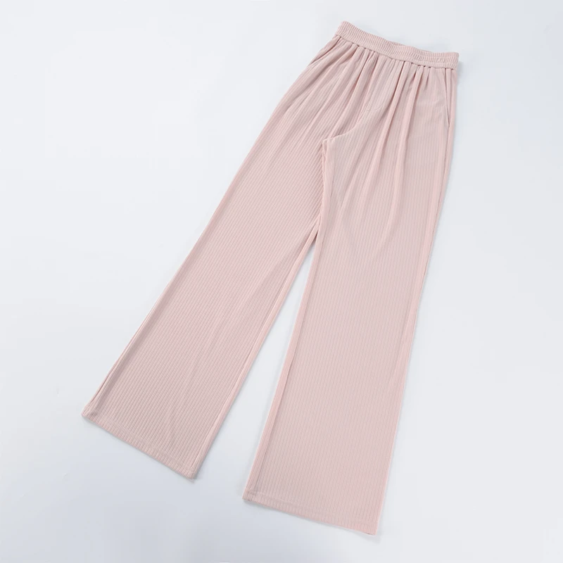 酒窝桃子大码冰丝纤薄感凉凉裤直筒休闲长裤高腰深裆遮肚显瘦夏季